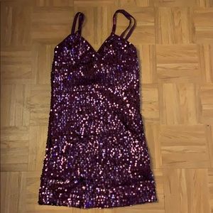 Purple sequin mini dress